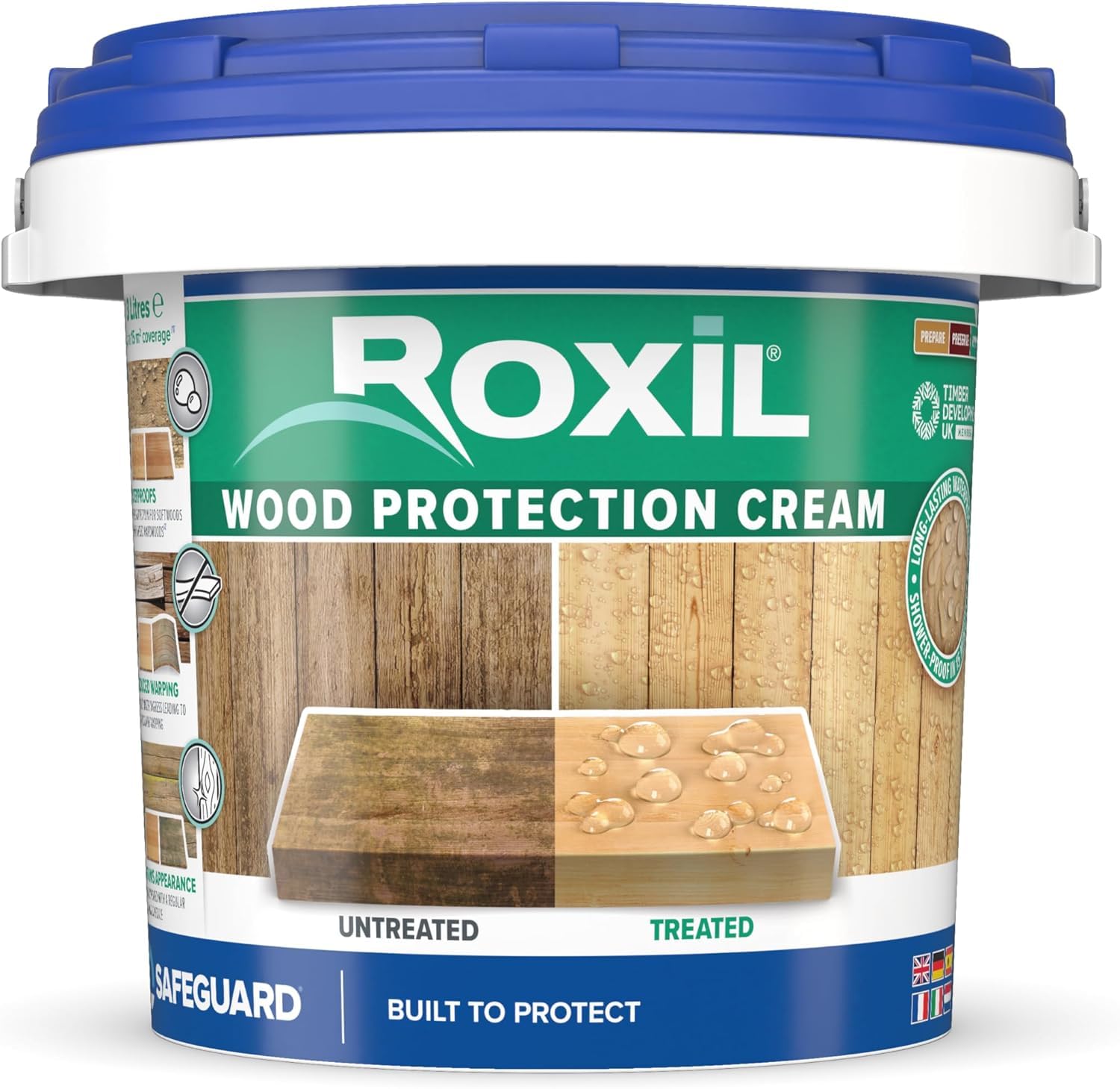 Roxil Crème Imperméabilisante pour Bois - 3 litres - Jusqu'à 10 ans de Protection Imperméabilisante Hydrofuge pour Bois - Protection pour : Clôtures, Meubles, Abris. 5m2 par litre