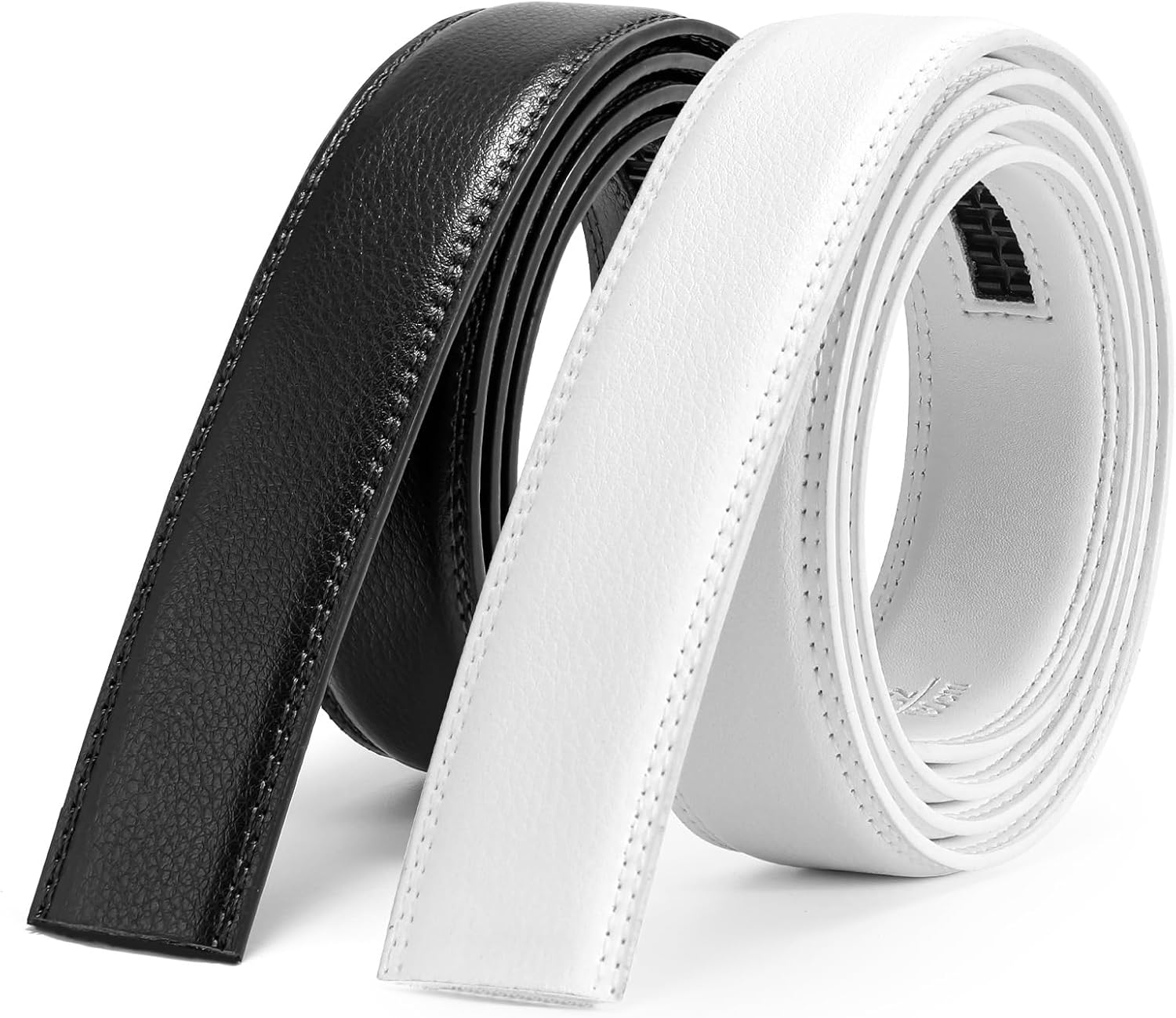JASGOOD Men's Leather Ratchet Belt Strap without Buckle, Replacement Leather Belt Strap 35mm/1.38", Fit 40mm/1.57” buckle
