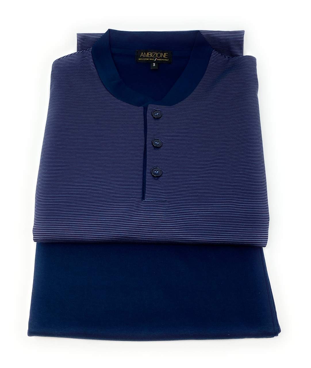 Bip Bip Pigiama per Uomo Maniche Lunghe e Pantaloni Lunghi Modello Serafino con Tre Bottoni in Puro Cotone makò Mercerizzato Peso Primaverile Art. 5876