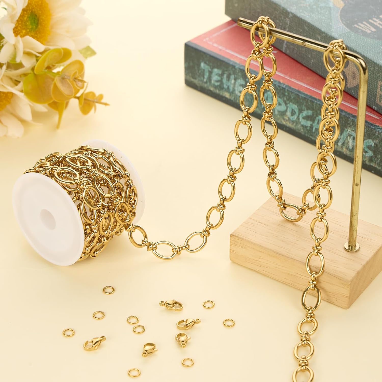 2 Meters Gold Chain for Jewelry Making Stainless Steel Oval Rolo Jewelry Making Chains with Lobster Clasps and Jump Rings - Image 5