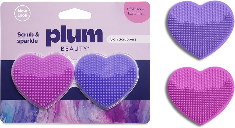 Escova manual de silicone em formato de coração Plum Beauty com ventosa