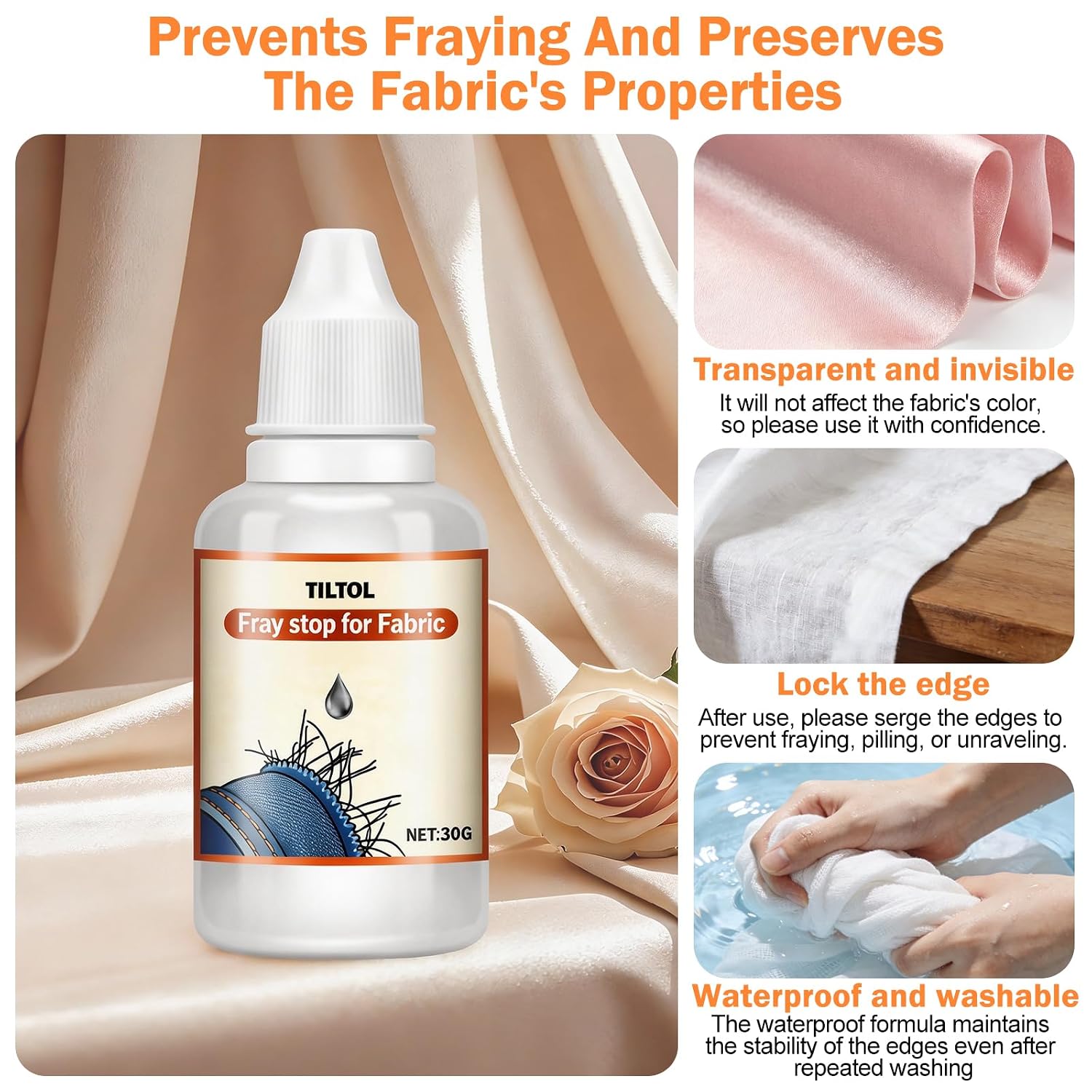Fray Check for Fabric, Stop Fraying Fabric Sealer Prevents Fraying and Unraveling Edge Sealing Dries Clear Soft and Flexible for DIY Sewing and Crafts