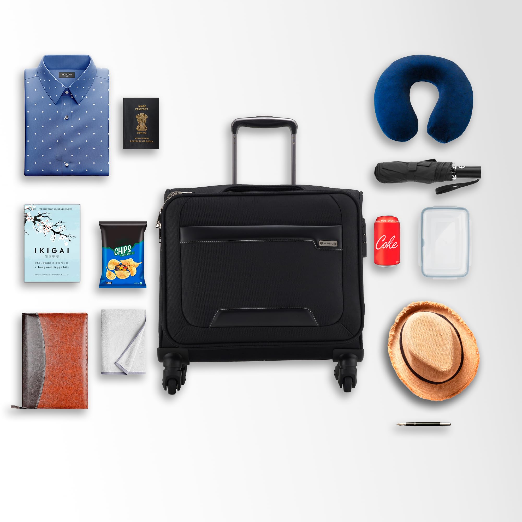HARISSONS Columbus Cabin Trolley | 41L | Premium EVA Fused Polyester + Vegan Leather | Dual Compartment | TSA Lock & USB Charging | Business Travel Luggage 4
