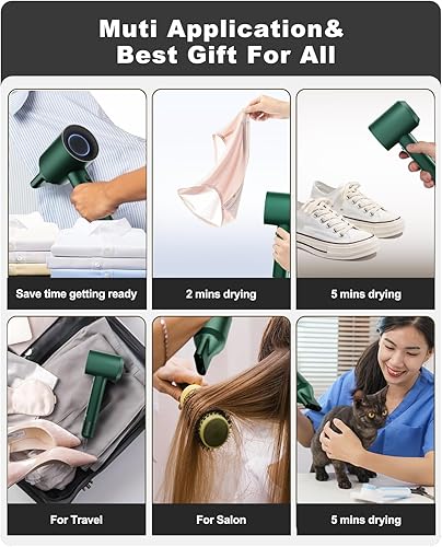 Miniatura 5 de 7MAGIC Secador de pelo, motor sin escobillas de 11,0000 RPM para secado rápido, secadora de alta velocidad de 1400 W con anillo de luz LED tricolor,