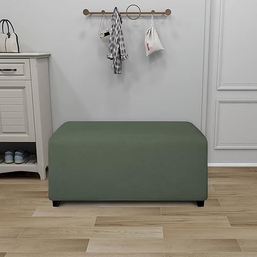 Vista 119 de PureFit Funda otomana rectangular de ajuste suave superelástica, para taburete de pies y muebles de almacenamiento plegables para sala de estar