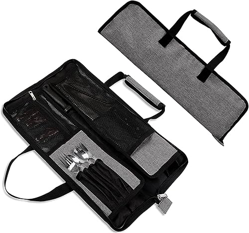 Bolsa de rollo para cuchillos de chef, bolsa de cuchillo de chef Oxford resistente, estuche portátil para cuchillos de chef de 13 ranuras,