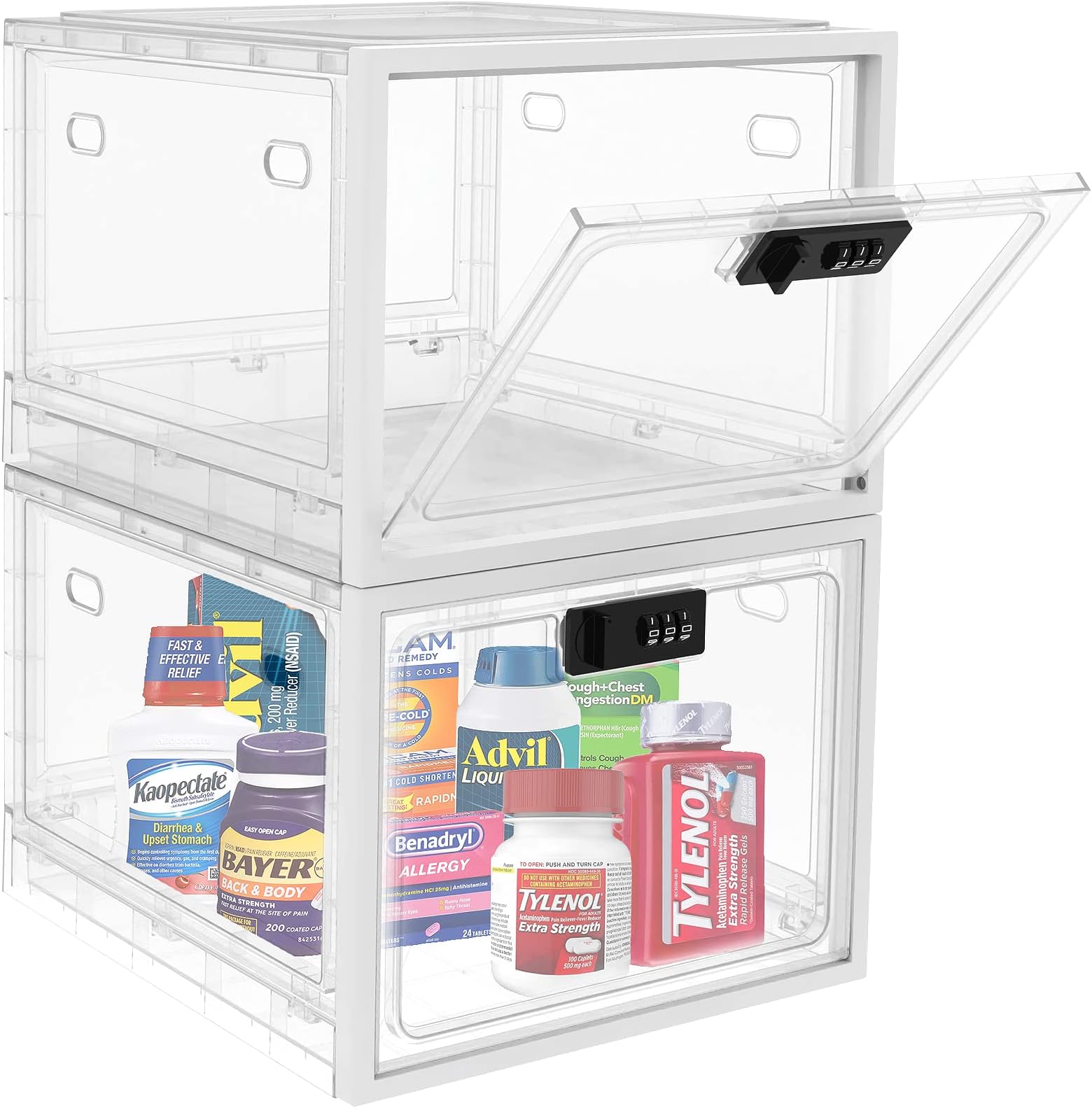 Medicine Lock Box, 2 Pack Medication Lockable Container for