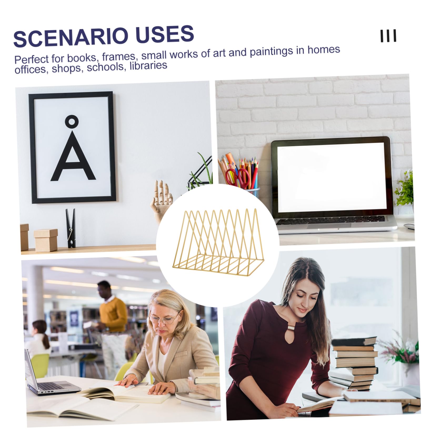 Porta Libri da Scrivania in Metallo Organizer per Documenti e Libri Pesanti Supporto in Vinile Salvaspazio Fermalibri Decorativi per Soggiorno Studio Ufficio