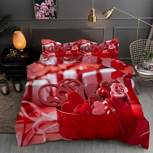 Love - Juego de funda de edredón con estampado de flores, funda de edredón de microfibra suave y 2 fundas de almohada de 20 x 26 pulgadas, juego de