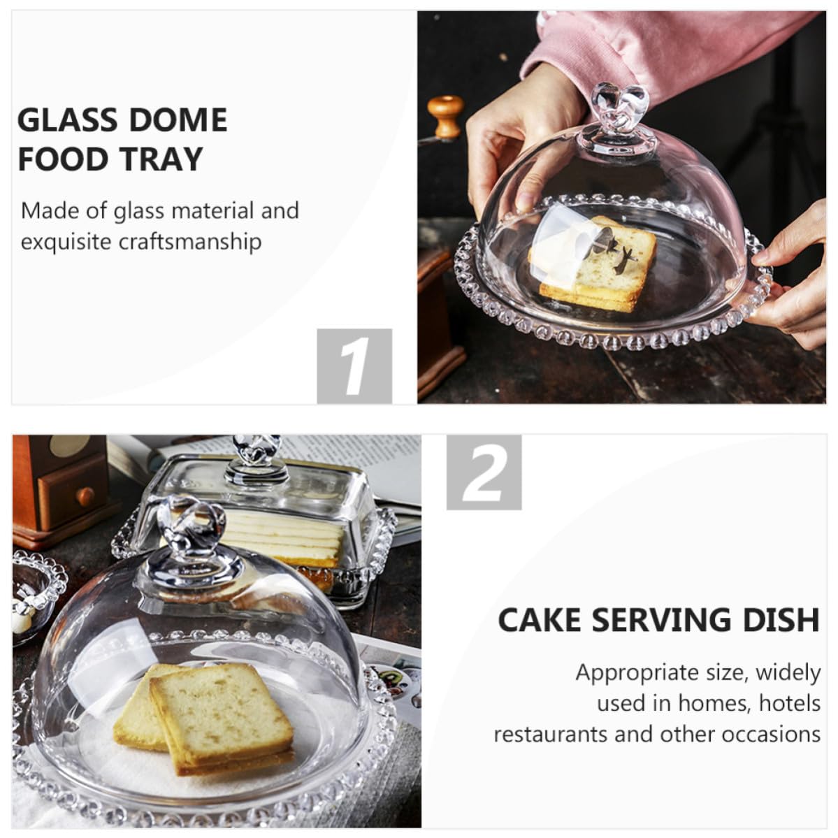 Operitacx Vassoio per Alimenti in Vetro a Forma di Cuore con Copertura, Antipasti Facili da Pulire, per Ristoranti e Hotel, Piatto Decorativo per Dolci e Snack