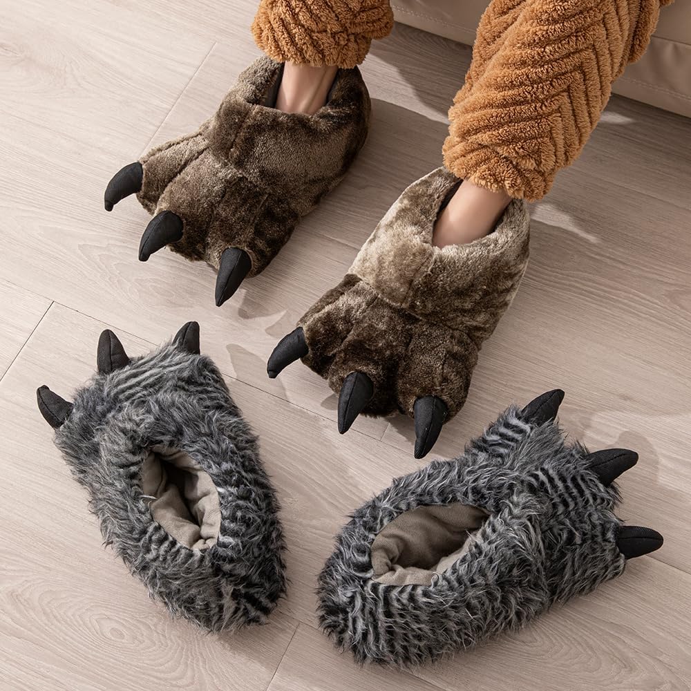 Warm and Cozy Animal Paw Slippers Plush Bear Claw Design Indoor Slippers