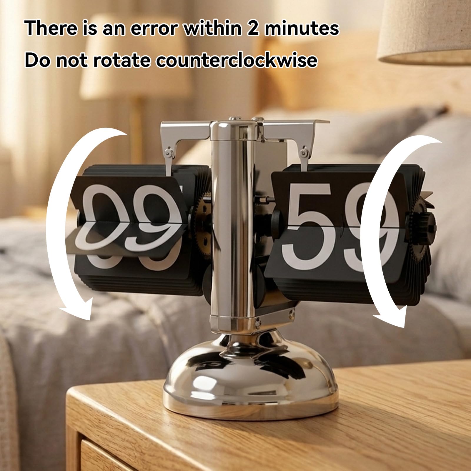 HERCHR Flip-Schreibtischuhr, Retro-Digital-Flip-Down-Uhr, Edelstahl Automatische Mechanische Uhr mit Großen Zahlen, Retro-Flip-Uhr, Batteriebetriebene Flippinguhr für Home & Office