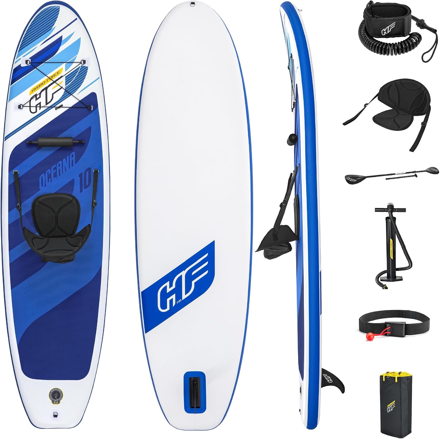 Hydro-Force blue 10 ft inflatable paddle board with seat and bag