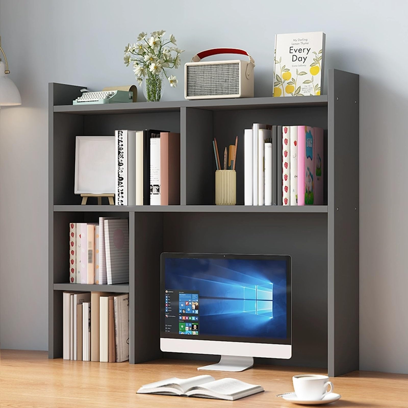 CWCQGH Dorm Room Desk Organizer - Teacher's Computer Table with Cubbies, Home Office Storage Solution, Stylish Bedroom Desk Shelf for Maximum Space Efficiency,Gay-80cm/31.5in