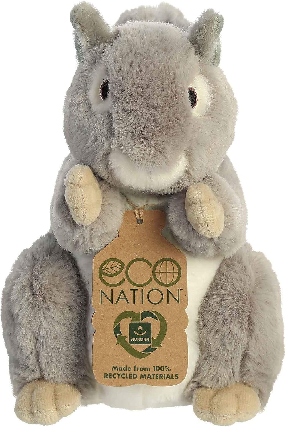Aurora® Responsibly Made Eco Nation™ Squirrel Stuffed Animal - Ideal for Playtime Adventures - Perfect for Birthdays or Just Because - Gray 8 Inches