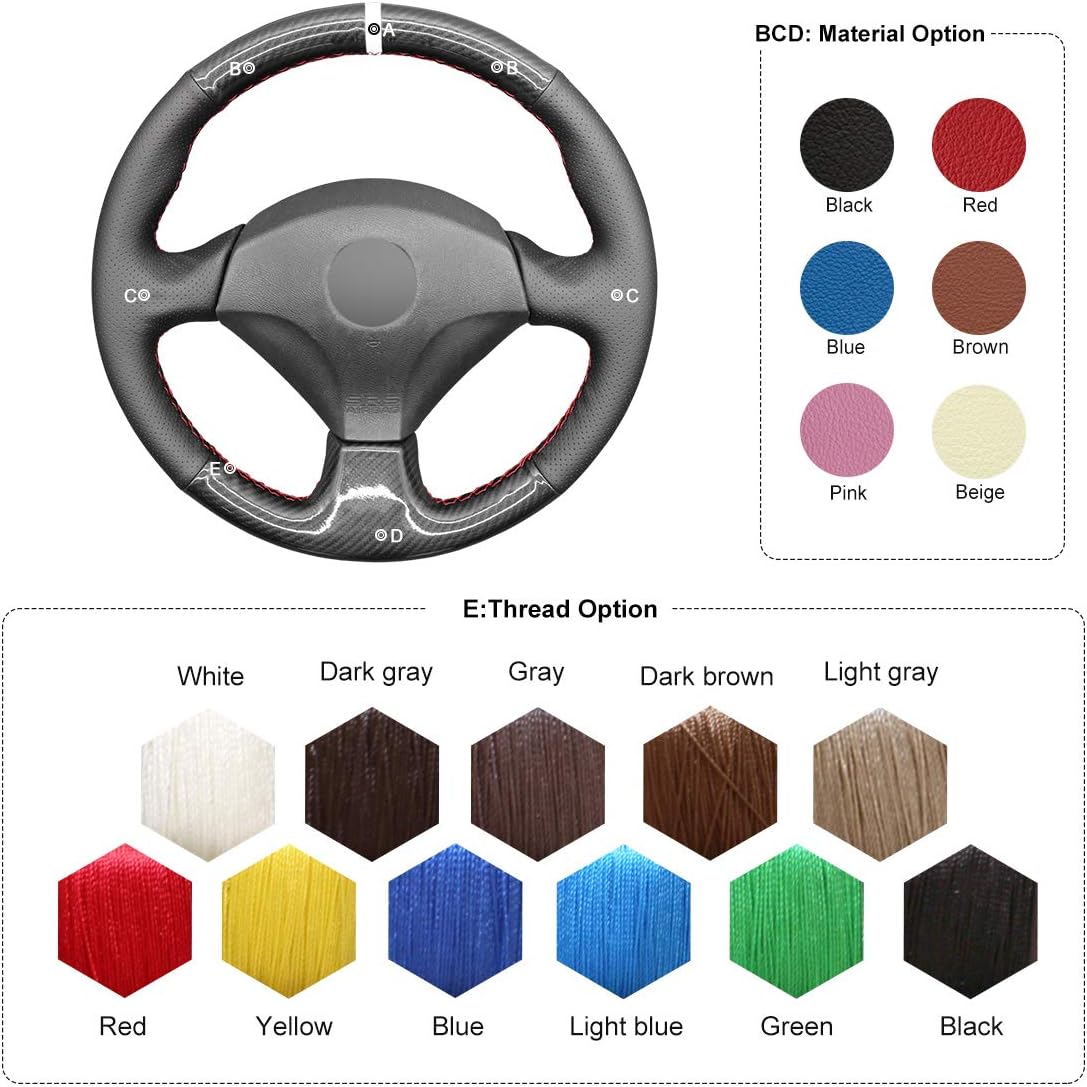 MEWANT Steering Wheel wrap Hand-Stitched PU Carbon Fiber&Artificial Leather Steering Wheel Cover for Honda S2000 Civic Si Acura RSX Type-S Accessories Protector