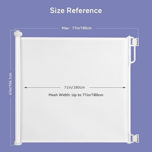 Miniatura 9 de Momcozy Puerta retráctil de malla para bebés o perros, puerta de seguridad infantil para interiores o exteriores, 41 pulgadas de alto con extensión