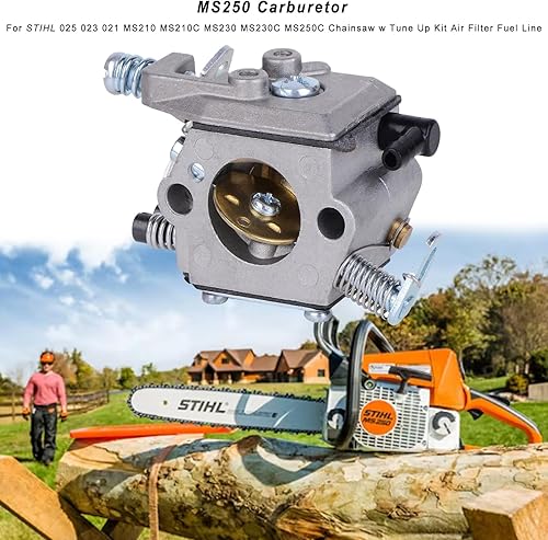 Miniatura 7 de Carburador MS250 para motosierra STIHL 025 023 021 MS210 MS210C MS230 MS230C con kit de afinación Filtro de aire Línea de combustible (MS250)