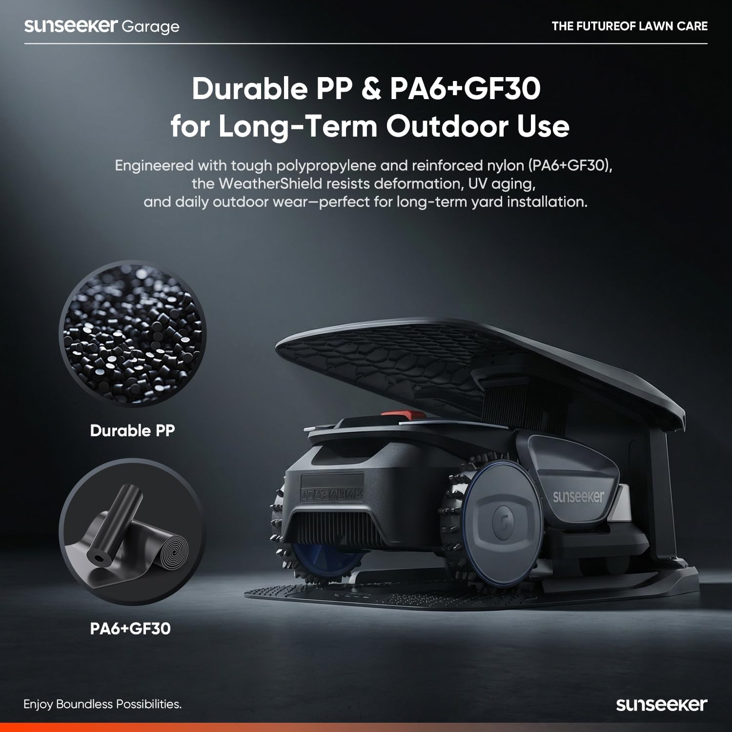 Sunseeker Garage for S4 Robot Lawn Mower – UV-Proof, All-Season Protection, PP + PA6+GF30 Durable Build