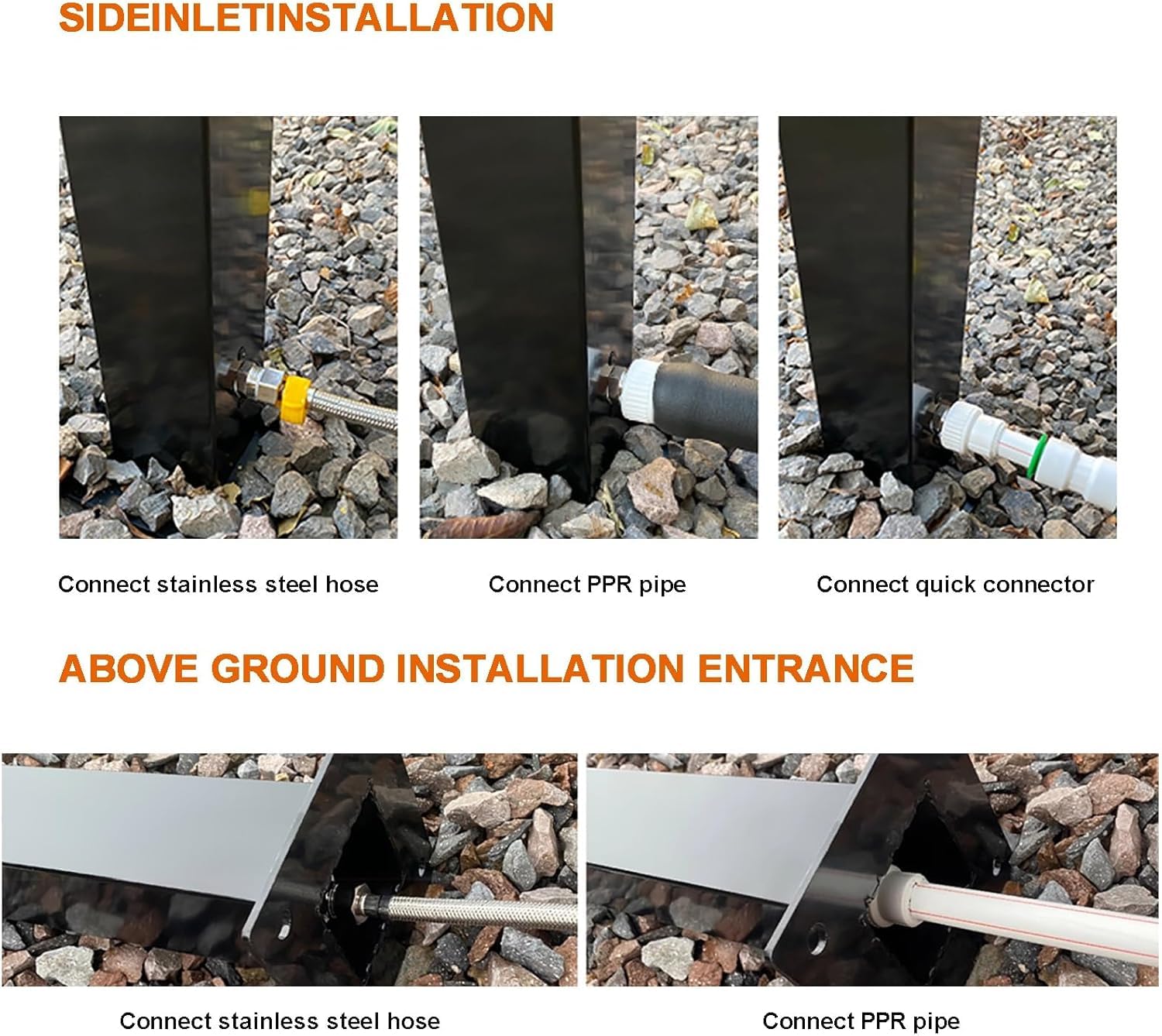 Kanduo columna de agua para jardin vertical Soporte independiente for manguera de jardín con grifo doble - Columna agua for exteriores acero inoxidable a prueba heladas
