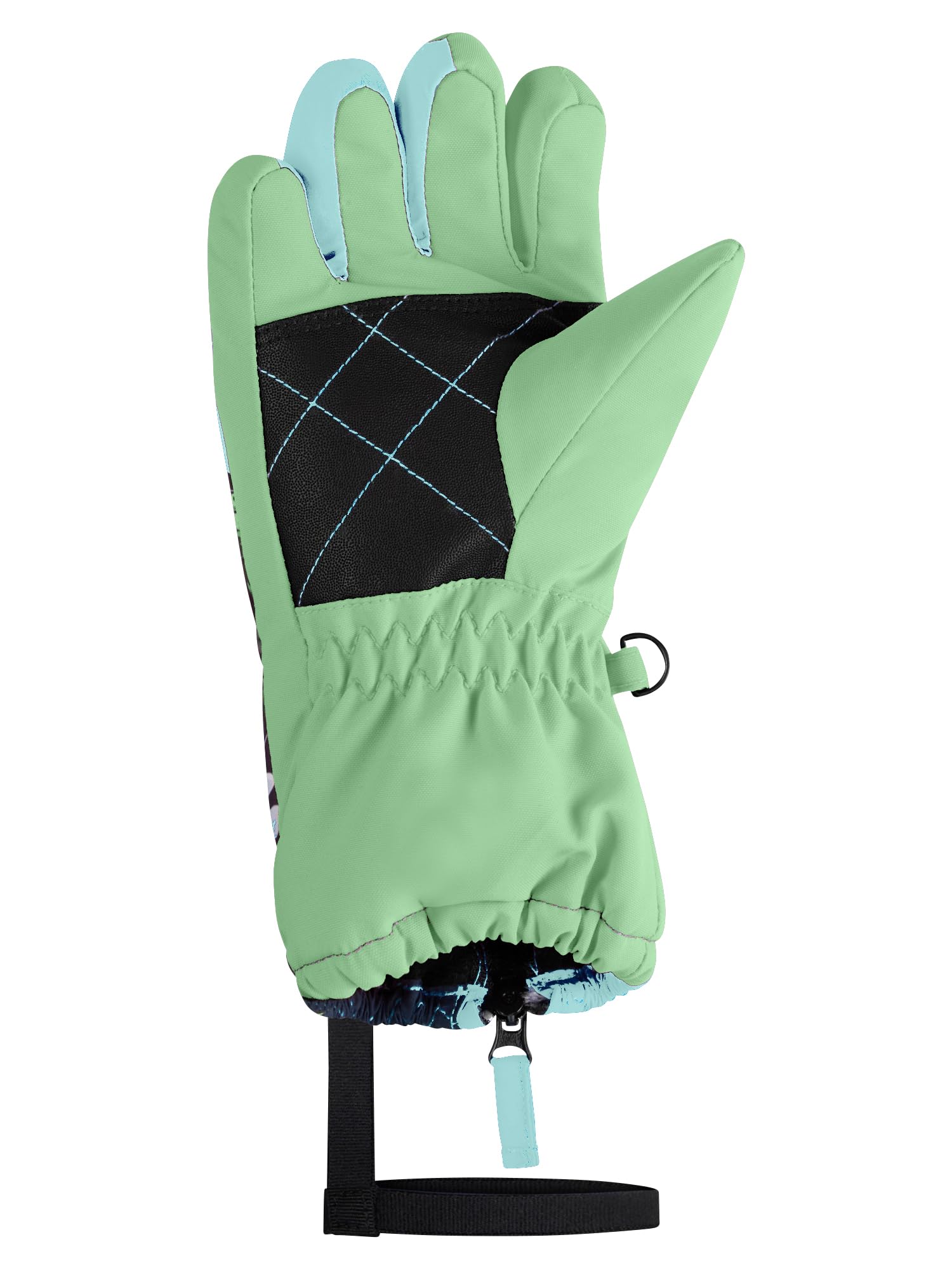 Ziener Leo-Z Guantes de Esquí/Deportes de Invierno para Niño | Resistente al Viento, Impermeable, Cremallera Larga, Laguna Radiante, 4,5