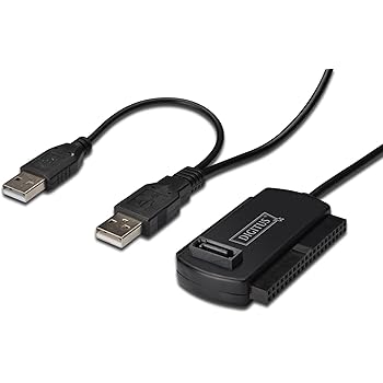 DIGITUS USB 2.0 IDE & SATA Adapterkabel, USB A auf 40pol IDE / SATA , bis 3TB HDD, bis 480Mbps, schwarz