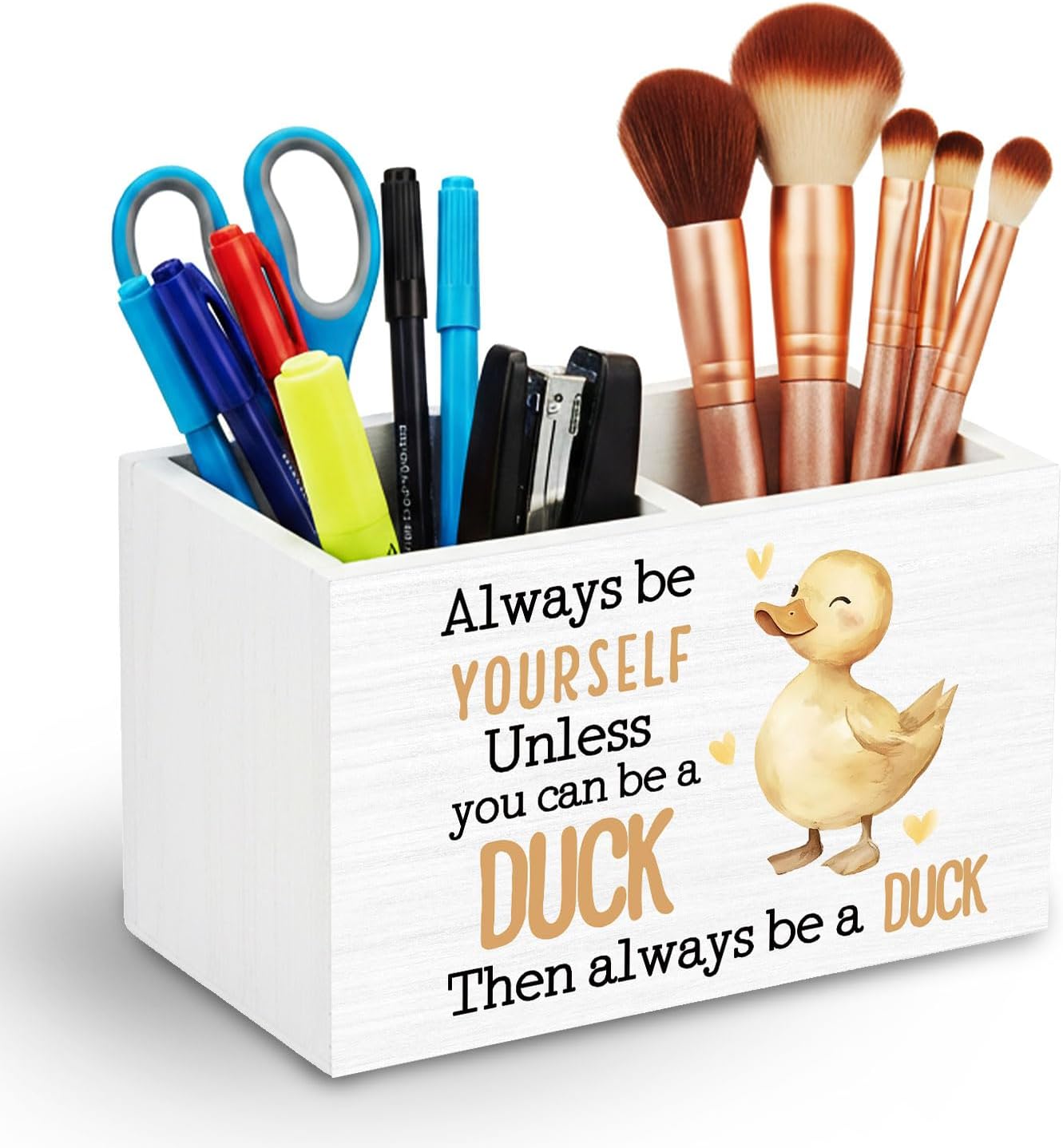 Duck Positive Affirmation Pen Holder Desk Organizer