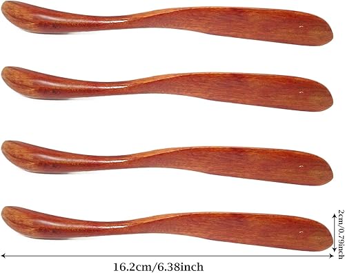 Miniatura 2 de Honbay 6 cuchillos de mantequilla de madera hechos a mano, esparcidores de sándwich, esparcidores de condimentos, mini espátulas para cocina (6.5