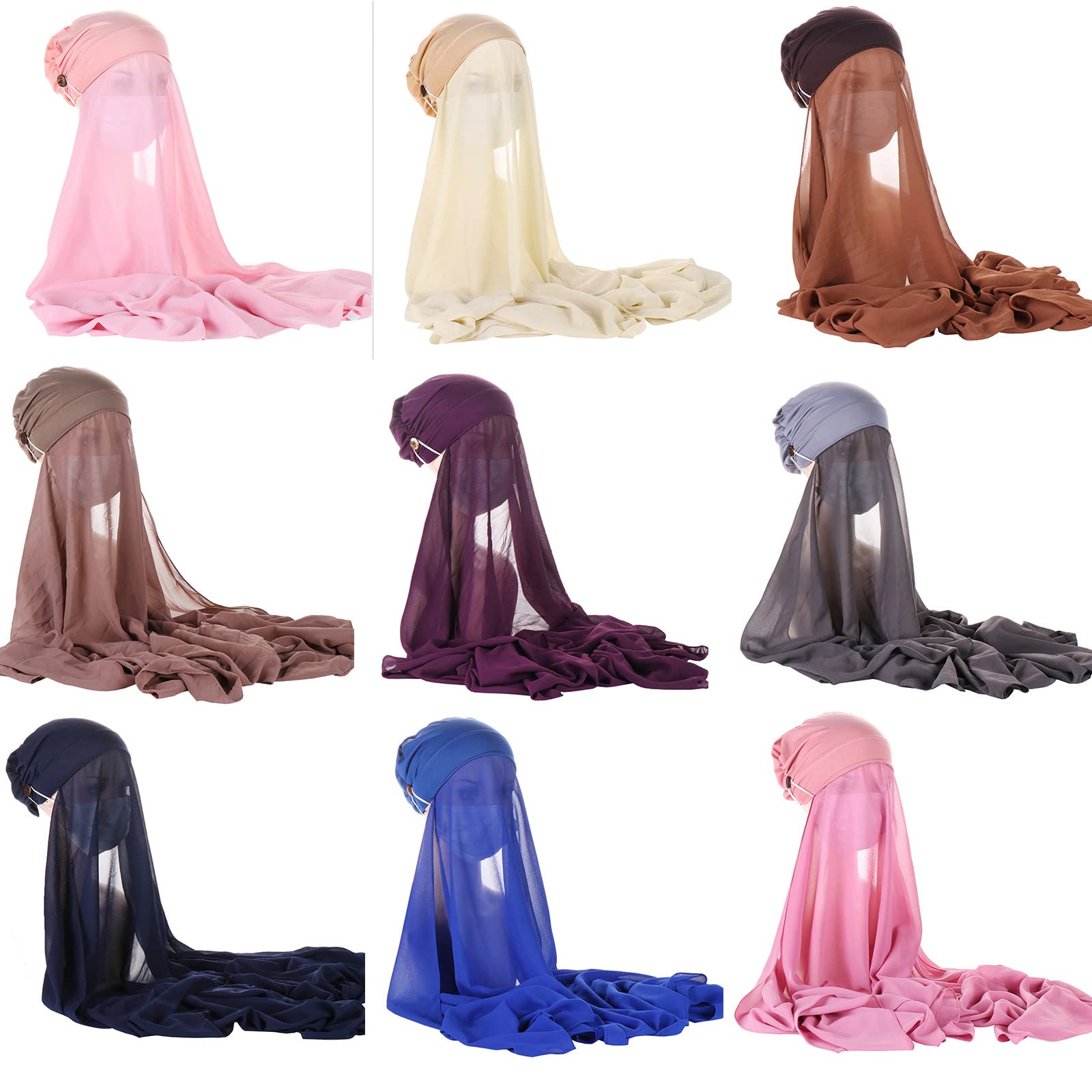 Tudung Hijab With Cap Attached Hijab Scarf Veil Scarf Women