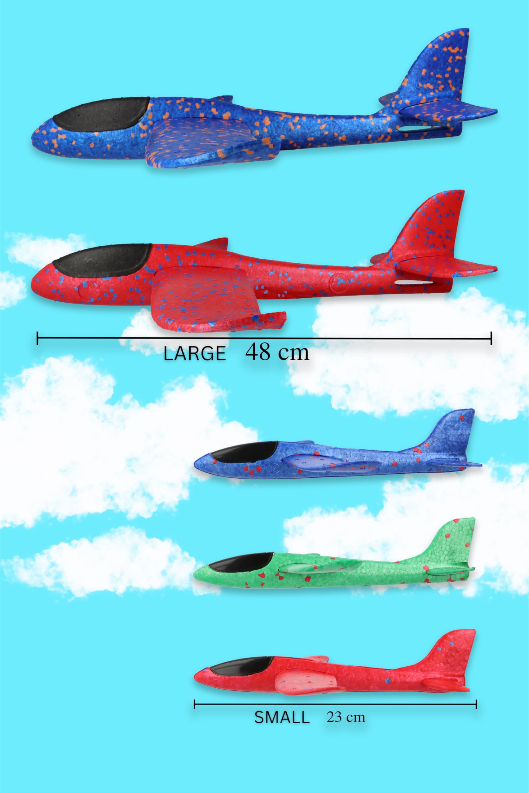 HENBRANDT Single Large Foam Airplane Glider for Kids 48cm Glider Planes Self-Assembly Throwing Aeroplane in 3 Colours EPP Foam Flying Gliders Outdoor Summer Toys for Boys and Girls - Image 2