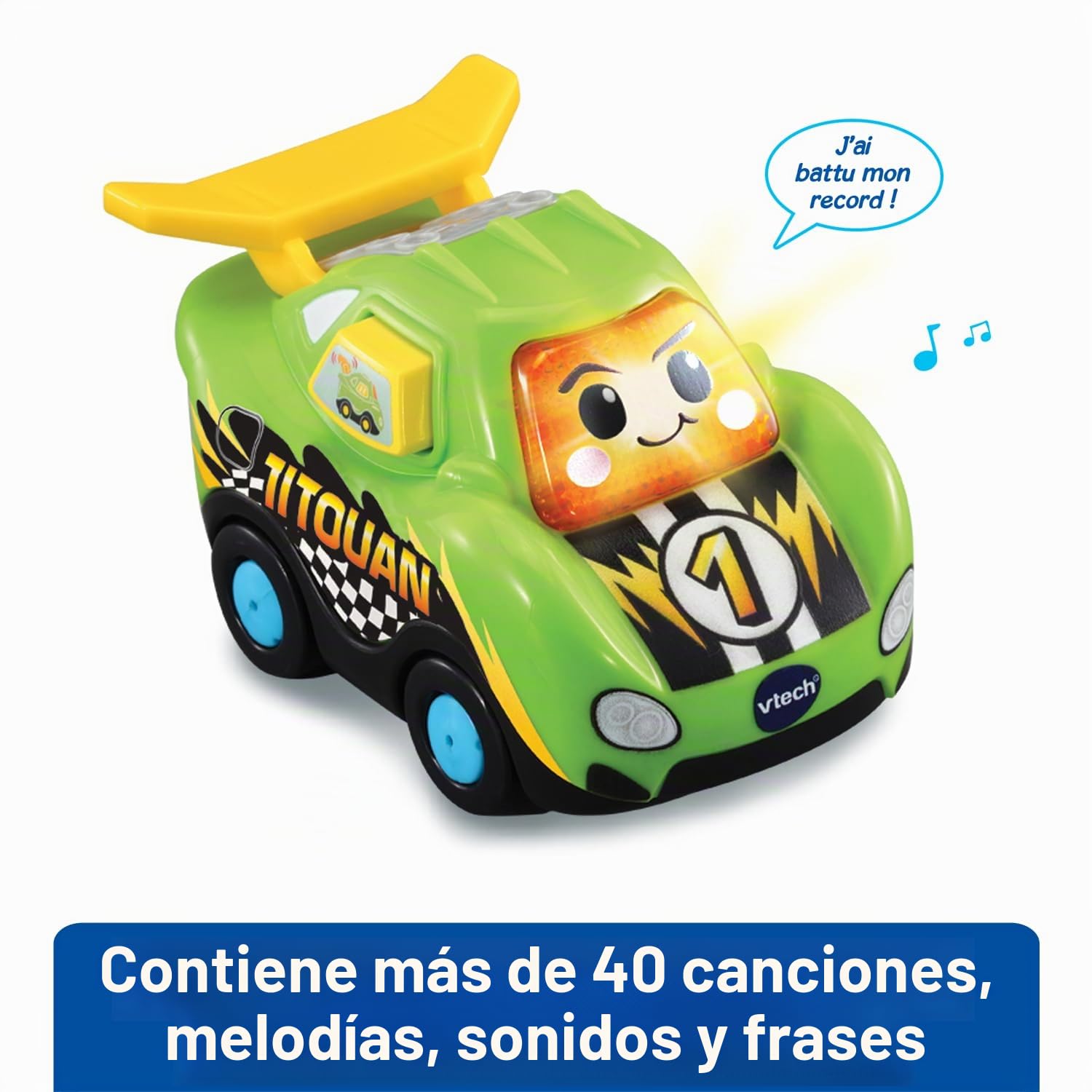 VTech Tut Tut Bolides, Mega Circuito Espirales 2 en 1 con Coche Titouan Loco del Volante, Circuito de Coches Infantiles, 5 Zonas Mágicas, Regalo para Niños y Niñas de 1 año a 5 años - Contenido en
