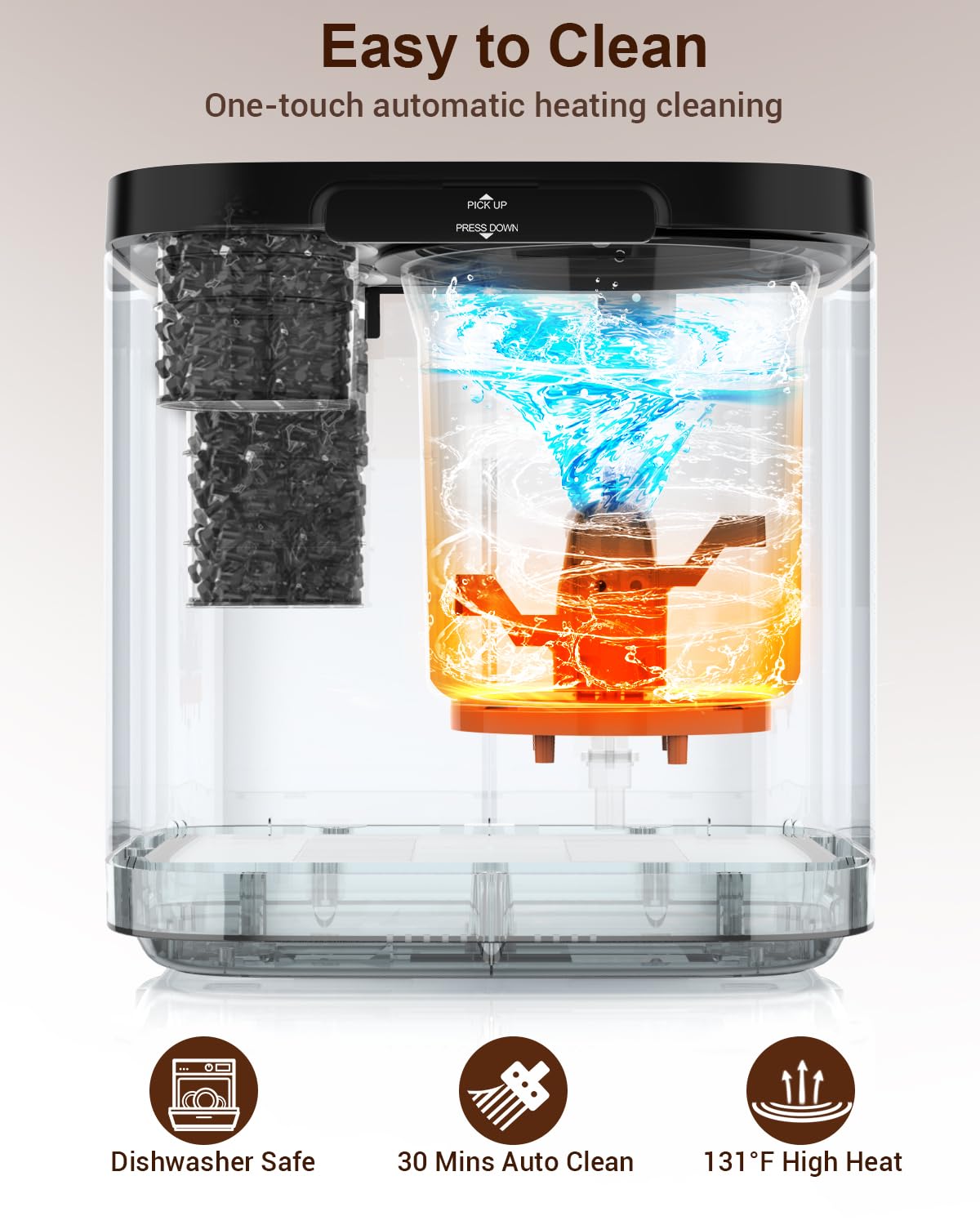 Growell Elektrischer Komposter für die Küche, 4 l, geruchloser Komposteimer für den Innenbereich, mit 2 Kohlefiltern, Auto-Reinigung, großes LED-Display, sichtbares Fenster, intelligente Arbeitsplatte