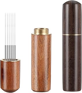 2pcs Coffee Needle Distributor, 6 Needles 0.3mm Coffee Distribution Tool, Espresso Whisk, Espressos Stirrer Tool With Natural Wood Handle for Baristas And Home Brewing Enthusiasts