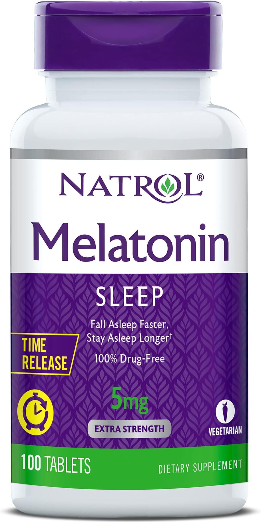 Natrol Time-Release Melatonin 5 mg, Dietary Supplement for Restful Sleep *, 100 Tablets (Pack of 2), 200 Day Supply