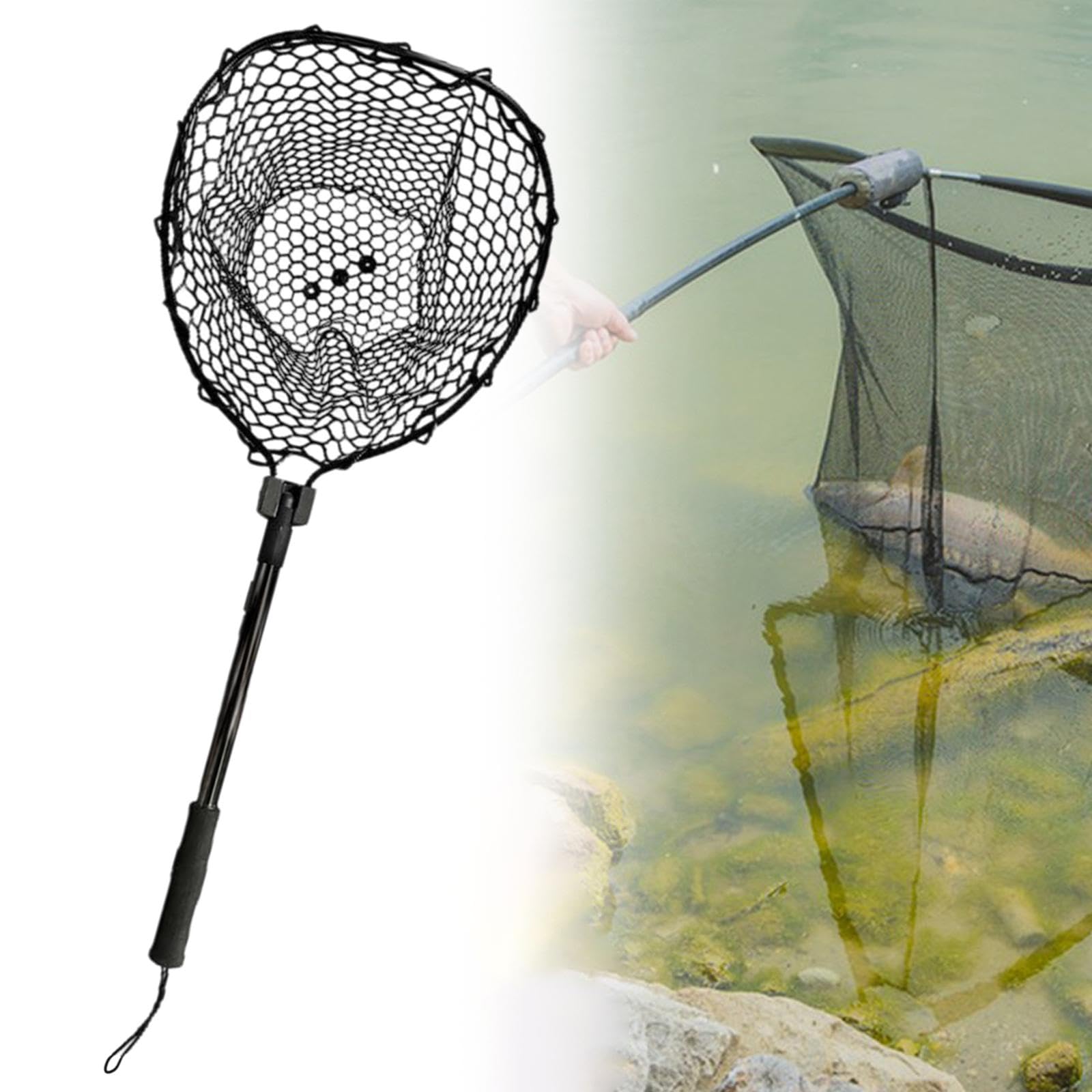 Perfeclan Red de Pesca Plegable de aleación de Aluminio, Accesorio portátil con Mango ergonómico Agarre Antideslizante.