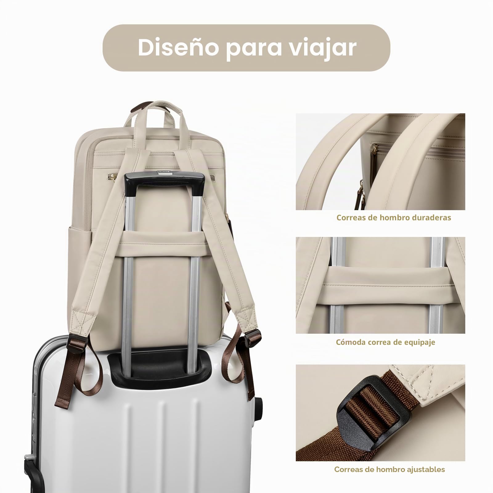 GOLF SUPAGS Mochila viaje, Mochila Mujer, Mochila Escolar Universidades Impermeable para Ordenador Portátil de hasta 17 Pulgadas,Para Estudios, Viajes, Trabajo, Casual, Avion Albaricoque