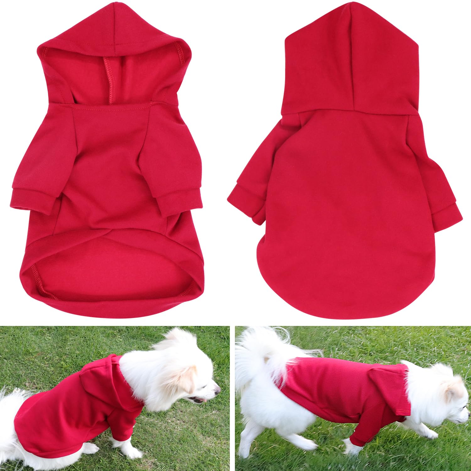 HuaLiSiJi Dog Hoodie Dog Sweatshirt Warm and Lightweight, With a Soft Texture, Elasticity Easy to Wear and Bright Colors (Red, S) - Image 3