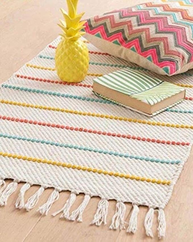 Fablyfe Cotton Handmade Floor Rug (Off White, 2X5 Feet)