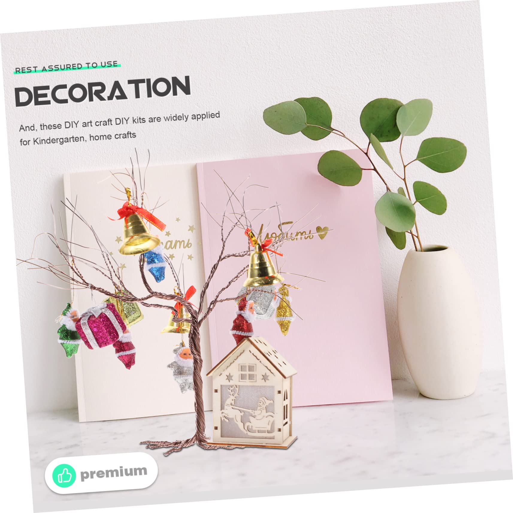 Cabilock 2 Set Pacchetto materiale natalizio decorazioni natalizie kit bambini ramoscello artificiale di Natale Artigianato fai da te materiali natalizi fai da te plastica