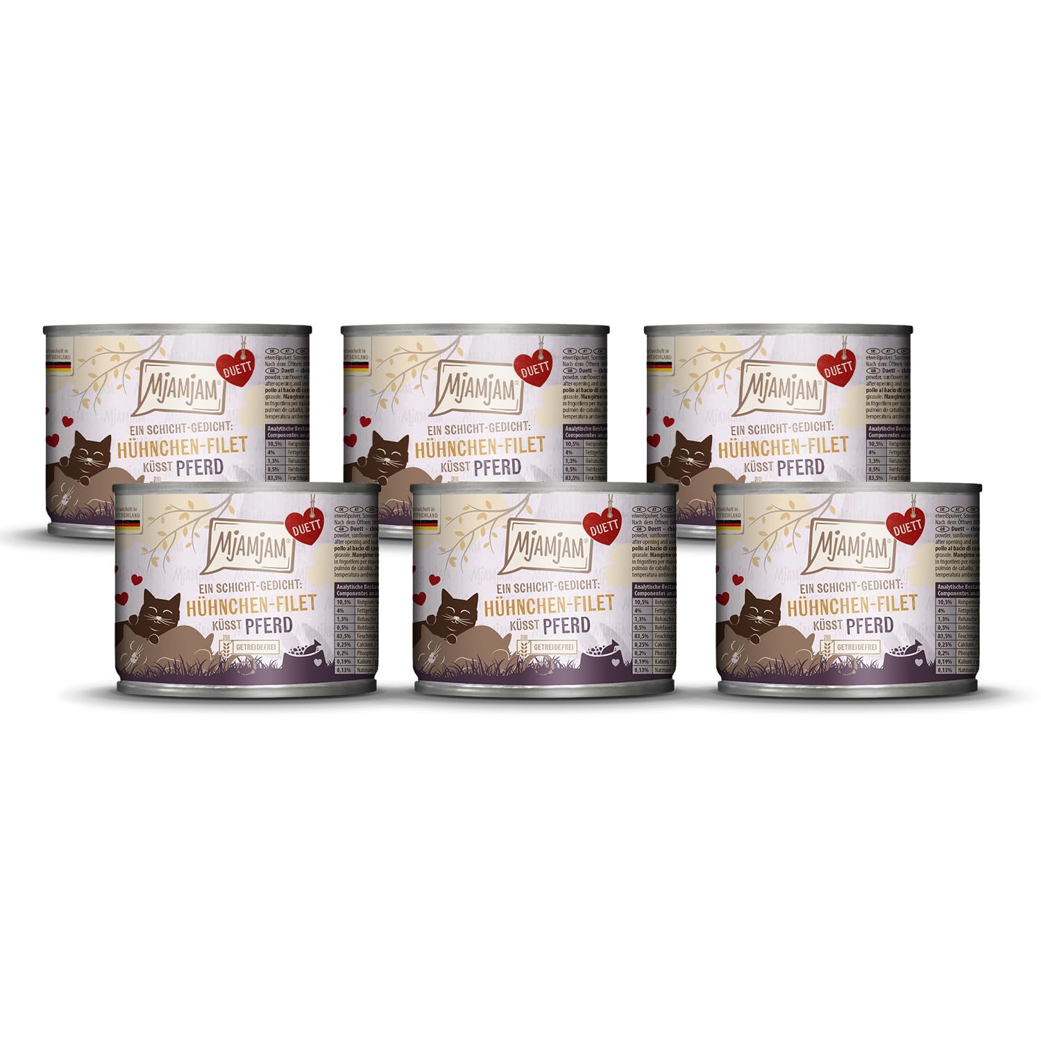 MjAMjAM NASSFUTTER FÜR KATZEN - Duett Hühnchen-Filet küsst Pferd, 6er Pack