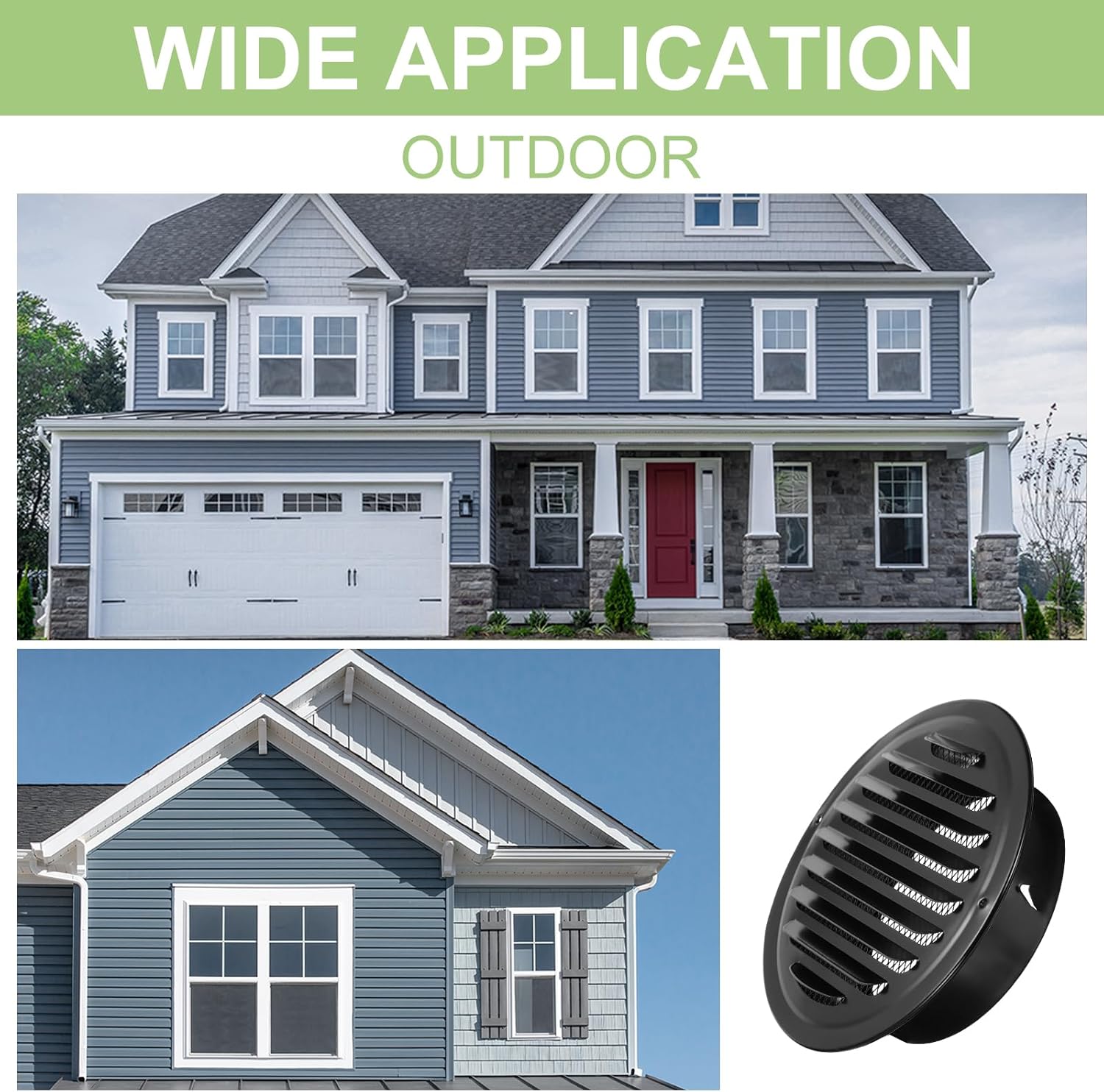 PATIKIL 6 Inch Round Soffit Vent, 4 Pack Stainless Steel Wall Vent Grille Cover Exterior Exhaust Louvered Vent with Built-in Mesh for Kitchen Bathroom Garage, Black