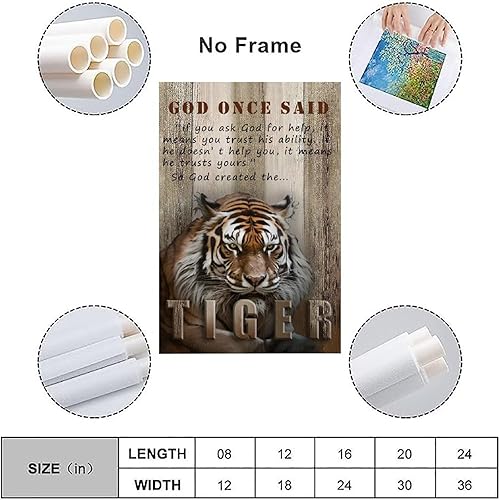 Miniatura 3 de Gynaver Póster con texto en inglés "God Once Said Tiger - Lienzo decorativo para pared de baño, divertido graffiti para dormitorio, pintura para