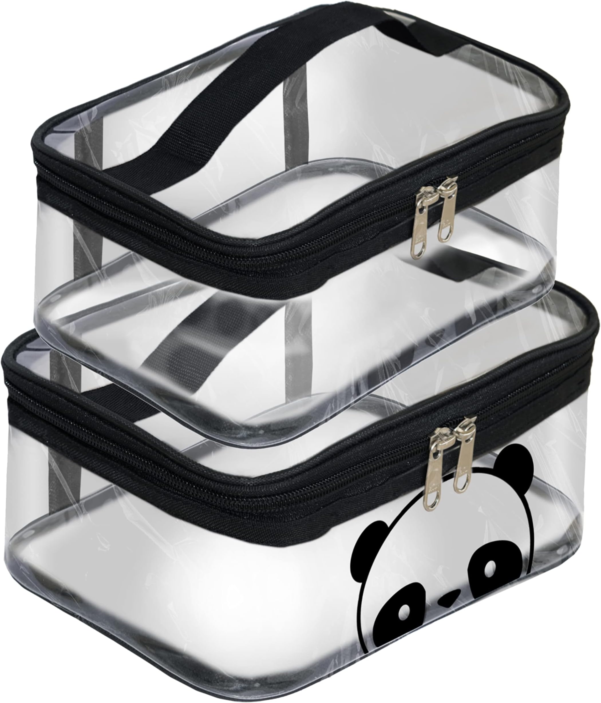 PVC Transparent Travel Toiletry Pouch Set of 2 | Multipurpose Clear Storage Organizer for Luggage, Carry-on, Toiletries, Gadgets & Accessories | Water-Resistant Travel Pouch