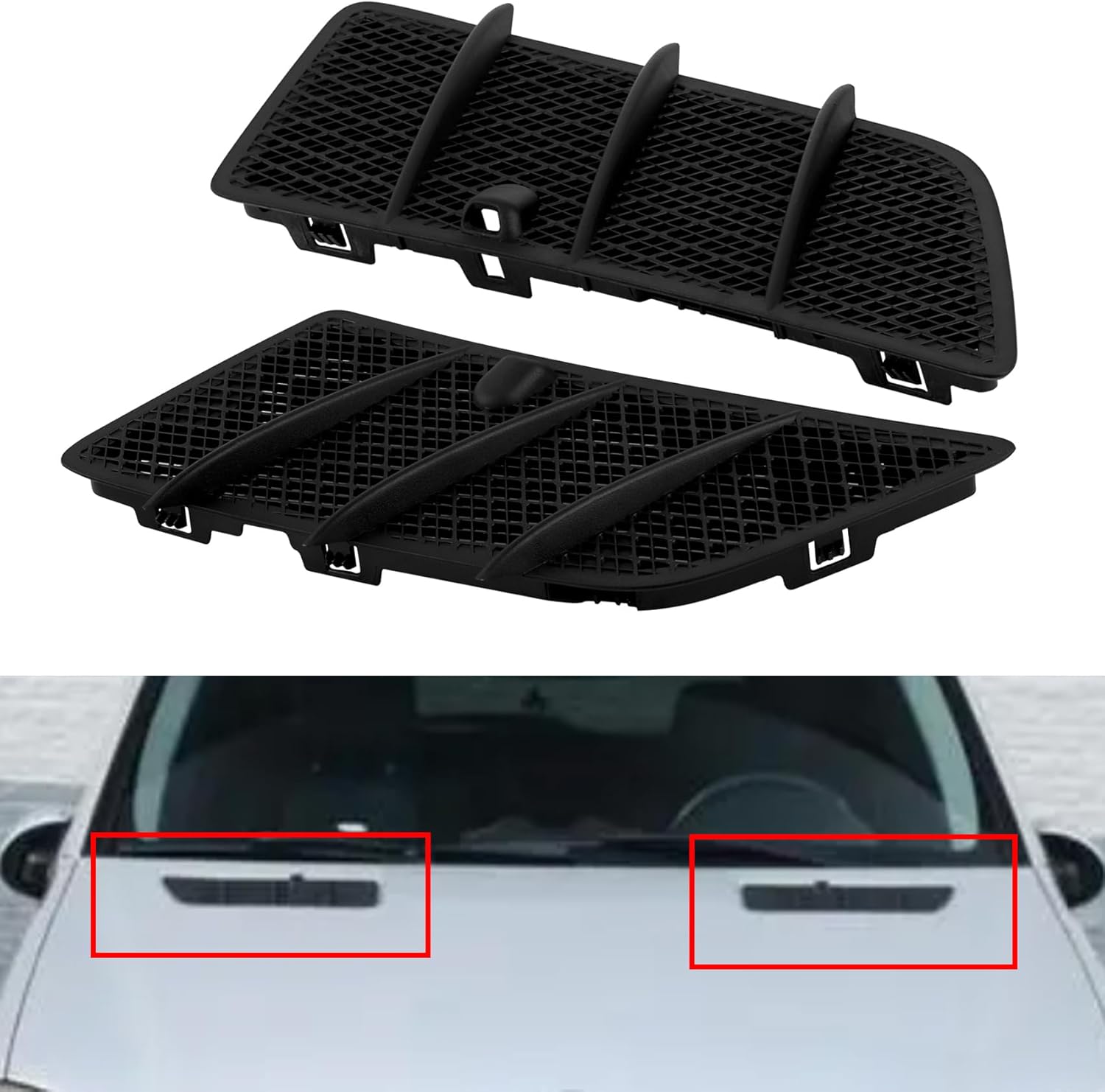 Front Hood Air Vent Grille Cover Compatible with 2008-2011 Mercedes Benz W164 ML GL Class ML350 ML450 ML550 GL350 GL450 GL550 Bonnet Grille Replaces 1648804405 1648804305