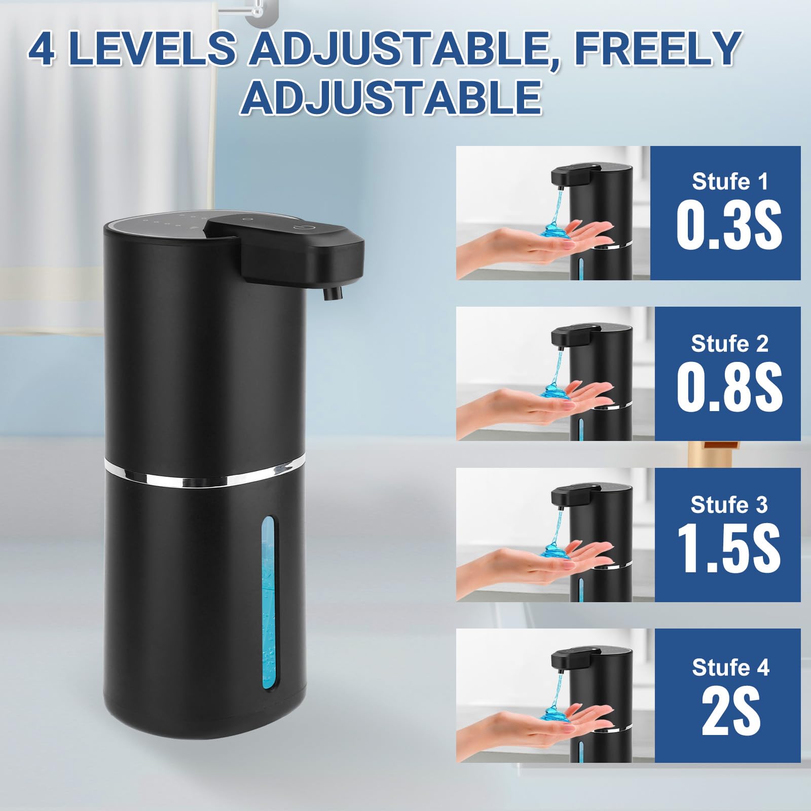 USHOP Distributore Automatico di Sapone a Parete,Distributore di Sapone Elettrico da 380 ml,Ricaricabile Tramite USB,Impermeabile IPX5,Distributore Automatico di Sapone a Parete per Bagno,WC,Cucina