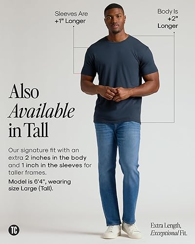 Miniatura 5 de True Classic Camisetas de manga corta con cuello redondo para hombre, mezcla de algodón, lisas