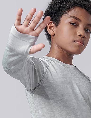 Miniatura 3 de Paquete de 4 camisetas de manga larga para niños y jóvenes, ropa atlética de ajuste seco para adolescentes, camisetas de rendimiento activo