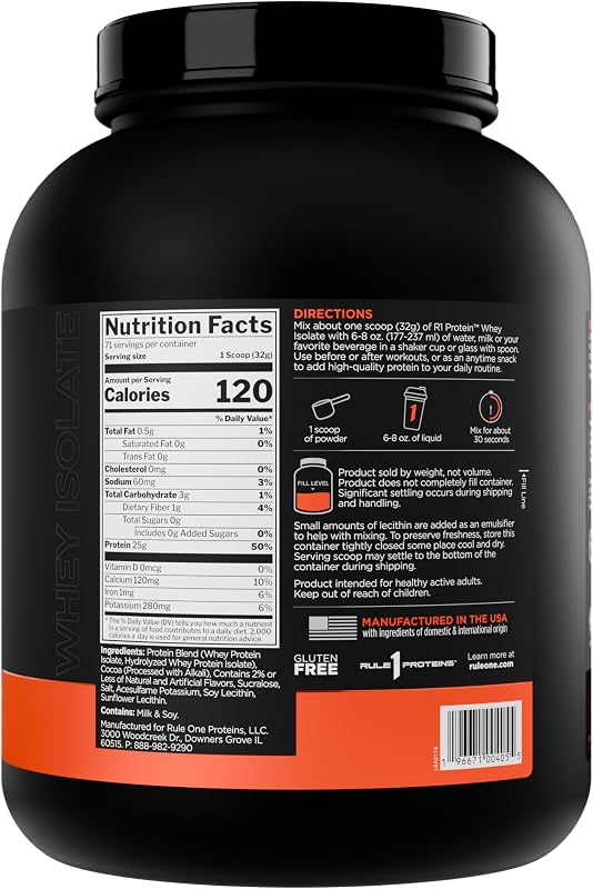 Rule 1 Proteins R1 Protein Whey Isolate, Chocolate Fudge, 71 Servings image 2