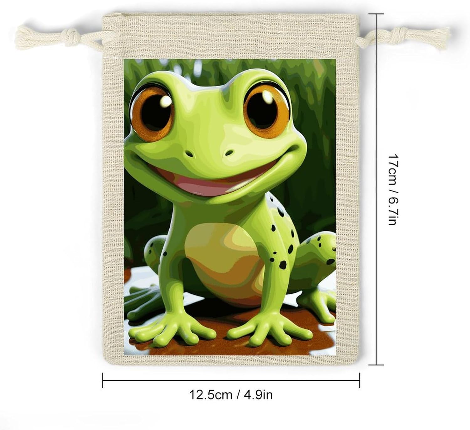 FekiLoot Cute Frog Cotton Linen Drawstring Bags Pack of 8 image 2