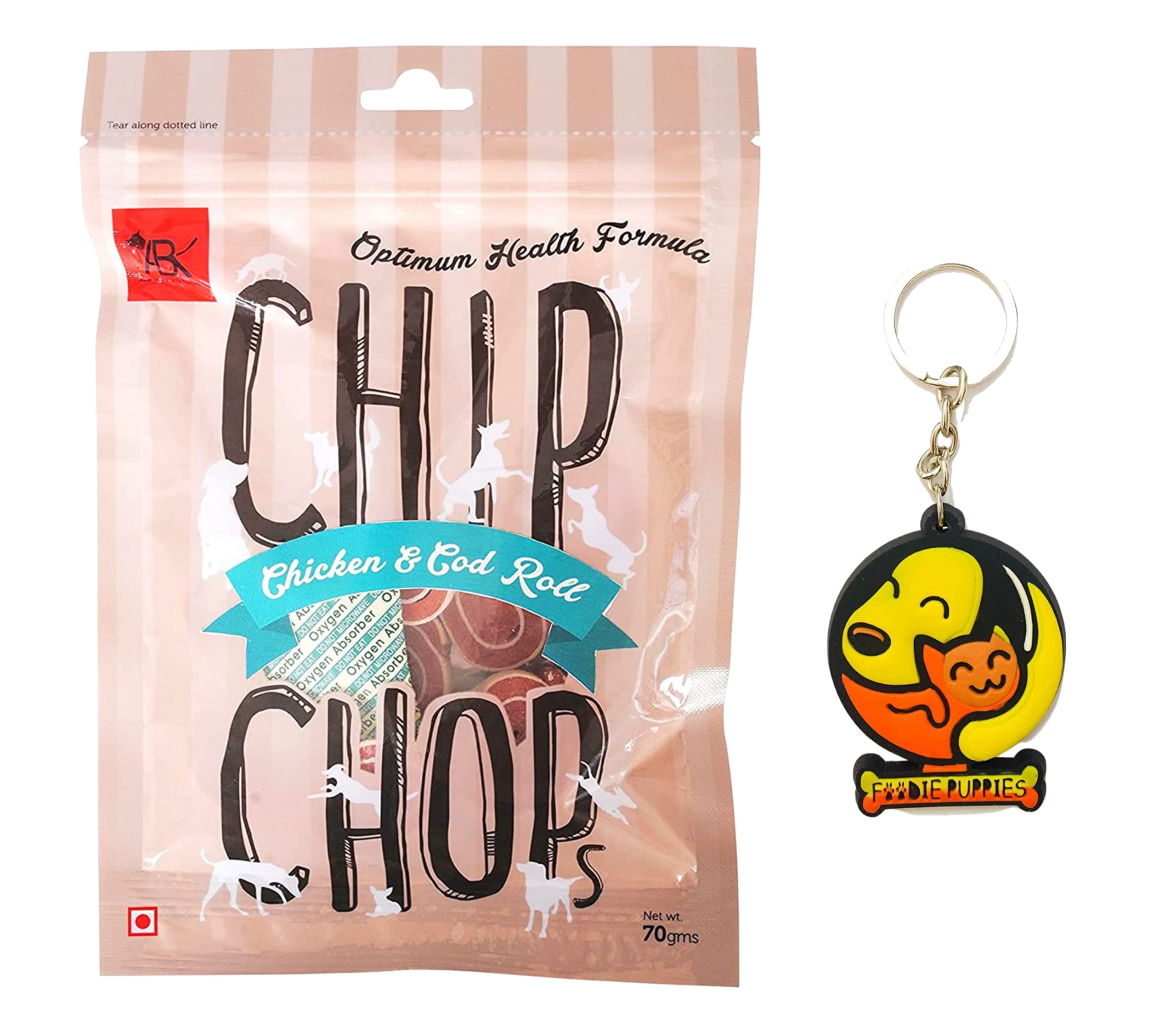 Chip Chops Optimum Health Formula Chicken & Codfish Rolls Treat for Dogs - 70gm | Highly Nutritional & Digestible | Suitable for All Dog Breeds - Sold by Foodie Puppies with Free Key Ring (B09DP7VRMM) Amazon Price History, Amazon Price Tracker